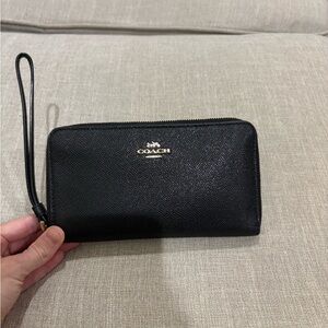 Coach Black Leather Wristlet EUC